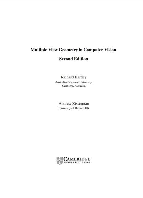 Multiple View Geometry in Computer Vision.